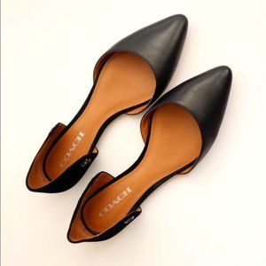 Coach Roy Black Suede Pointed Toe Lace-Up Flats 9